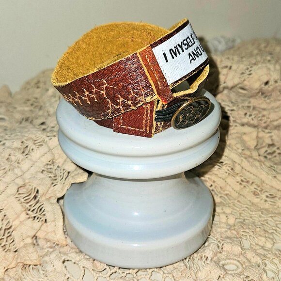 Beetlejuice Goth Jewelry Leather Wrap Bracelet I Myself Am Strange And Unusual - Picture 7 of 10